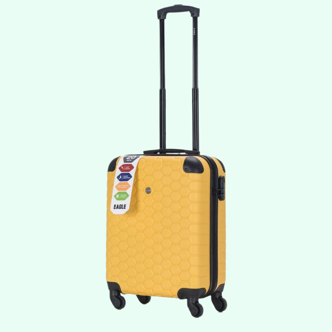 Eagle Lightweight ABS Hard Shell Luggage Suitcase - 4 Wheels - Carry-On Spinner Red/Yellow