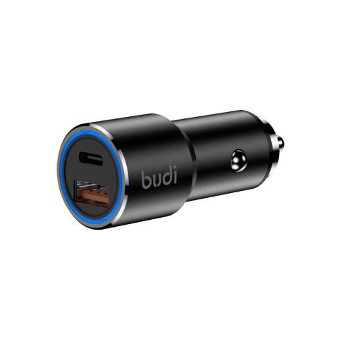 38W PD&QC 2 Ports Ring Led Indicator Aluminium Car Charger