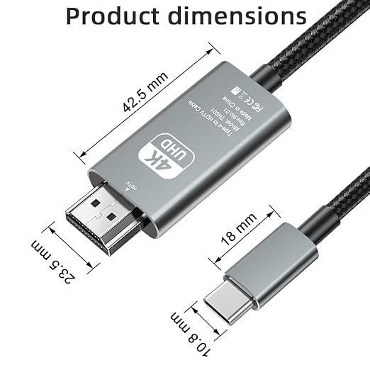 Type C to HDMI 4K High Speed Cable