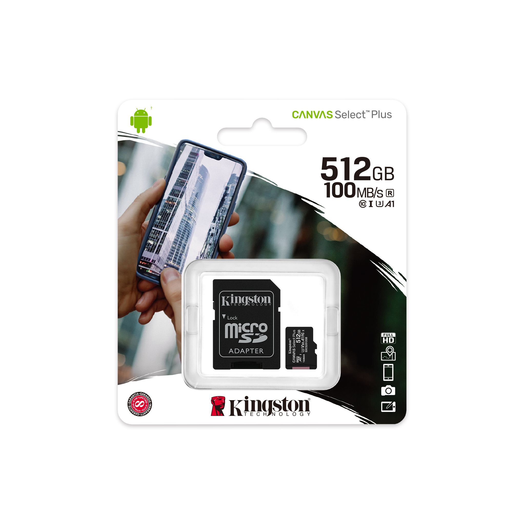 Kingston Canvas Select Plus Micro SD Card with SD Adapter, UHS-I Class 10