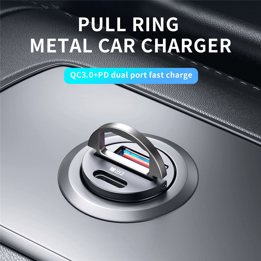 Car Charger (5A-200W) Fast Charing 2x(USB Port 12-24V) Cigarette Socket Car USB-C Charger