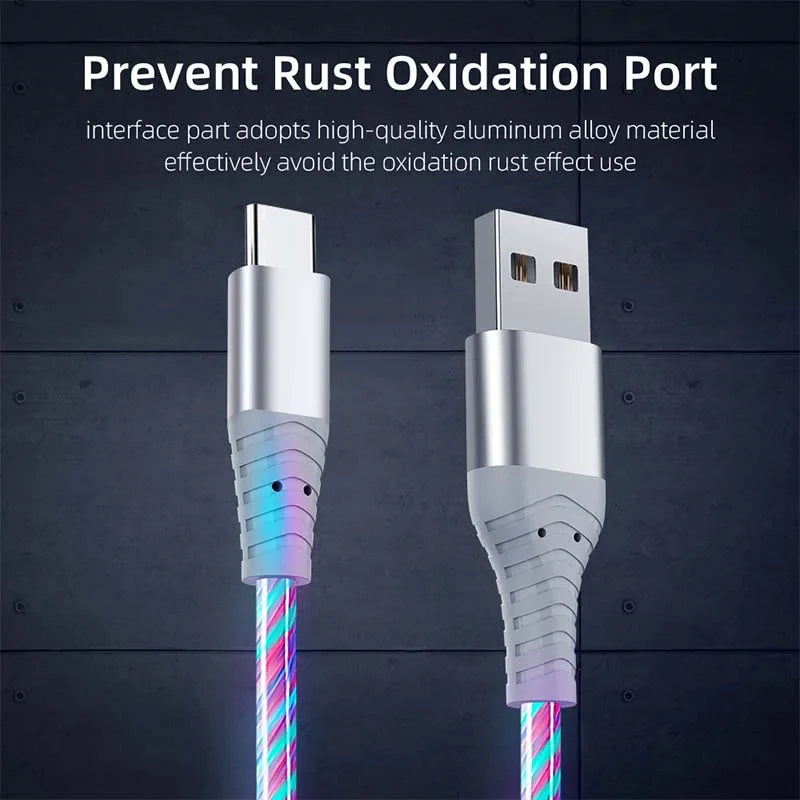 Luminous USB Type C Cable 3A Fast Charging Data Cord