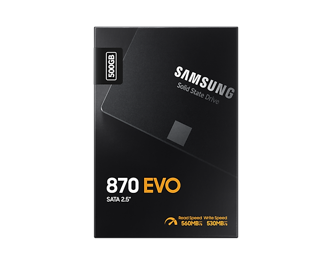 Samsung 870 EVO SSD 2.5" SATA3 with speeds of 560/530 MBs