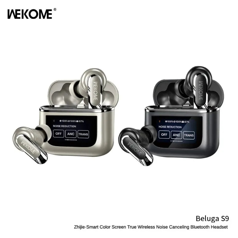 WEKOME Beluga S9 intelligent color screen ANC active noise reduction wireless Bluetooth earphones with ultra long battery life