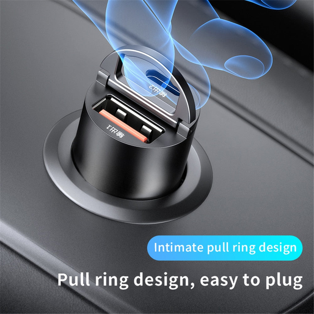 Car Charger (5A-200W) Fast Charing 2x(USB Port 12-24V) Cigarette Socket Car USB-C Charger