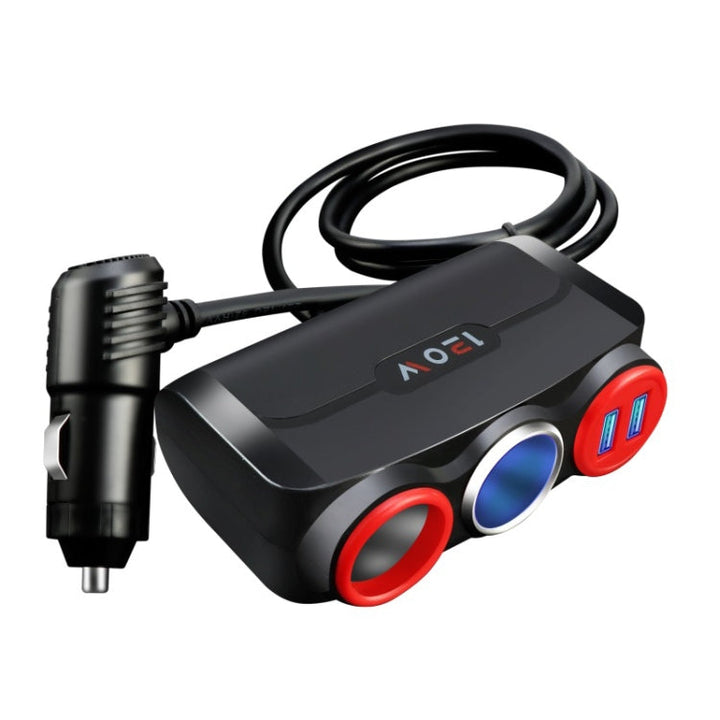 Car Cigarette Lighter Multi-Function Mobile Phone Charging USB Car Charge 12/24V Adapter Plug(Black Red)