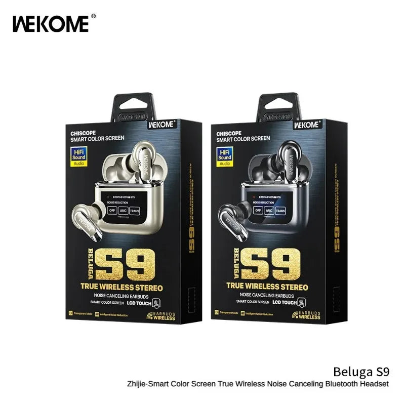 WEKOME Beluga S9 intelligent color screen ANC active noise reduction wireless Bluetooth earphones with ultra long battery life