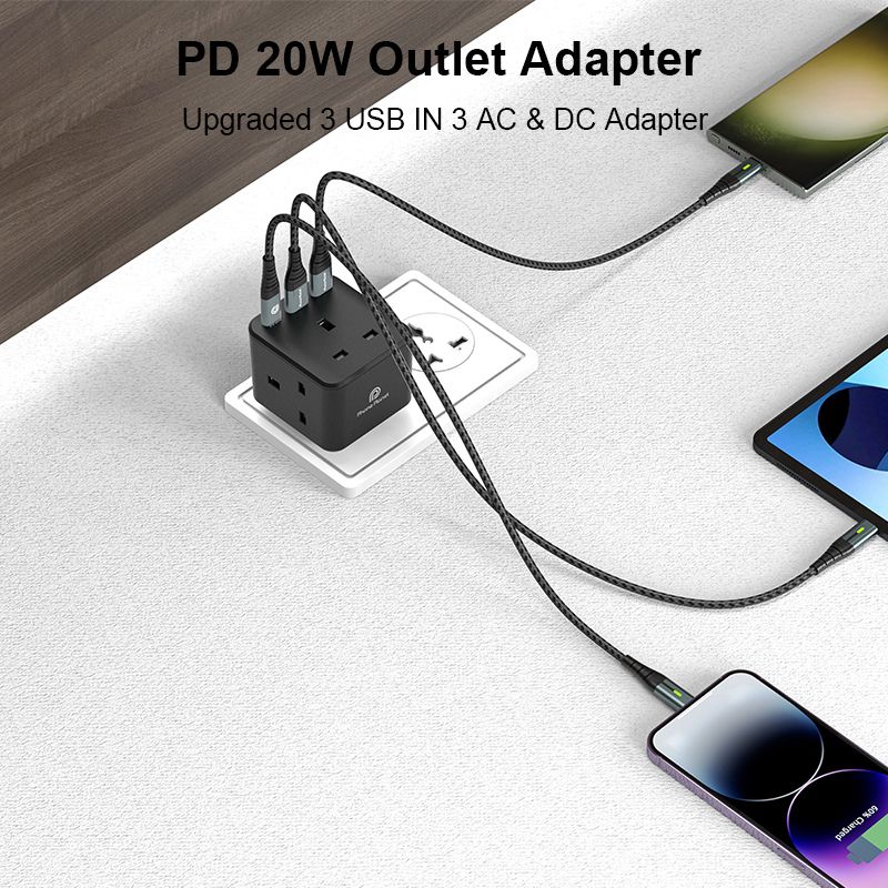 3 Port Charger 3250W 1C+2A Port Charger (PP-SC013) 6X Faster Charging