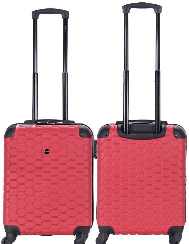 Eagle Lightweight ABS Hard Shell Luggage Suitcase - 4 Wheels - Carry-On Spinner Red