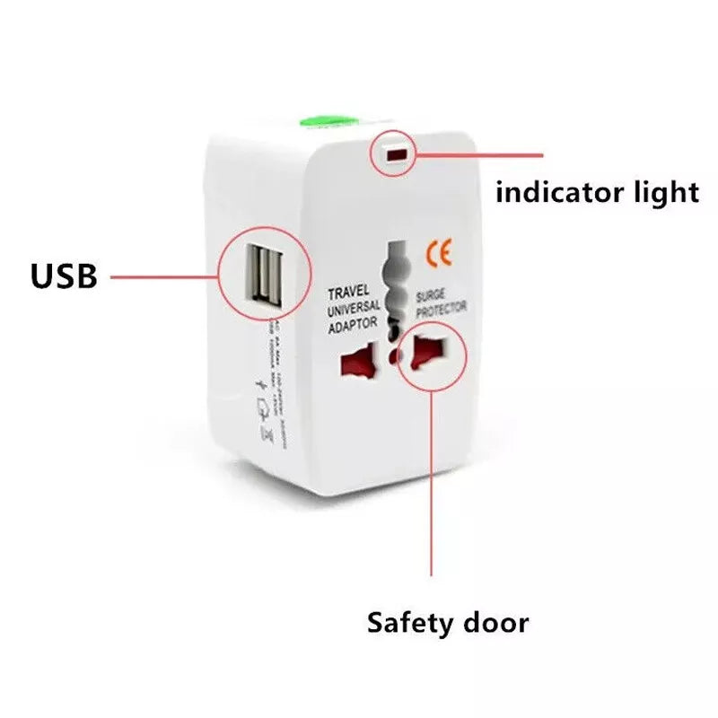 Universal Travel Adapter World Wide Use New Plug Charger UK EU US USB Port