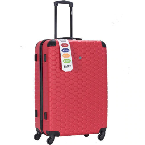 Eagle Lightweight ABS Hard Shell Luggage Suitcase - 4 Wheels - Carry-On Spinner Red